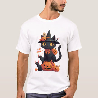 Fröhliche Meoween Katzen Süß Halloween  T-Shirt