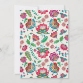 Fröhliche mexikanische Rot-Türkis-Folklorekunst Einladung (Rückseite)