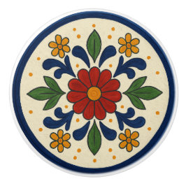 Fröhliche mexikanische Talavera Folk Floral Kerami Keramikknauf