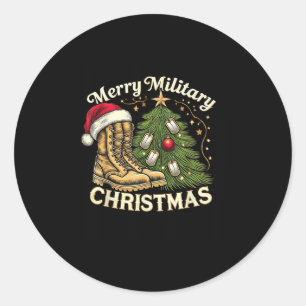 Fröhliche Militär-Weihnachten Festliche Militärsti Runder Aufkleber