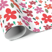 Fröhliche Minimalistische Rosa Blume Geschenkpapier (Rolleneckpunkt)