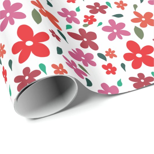 Fröhliche Minimalistische Rosa Blume Geschenkpapier (Rolleneckpunkt)