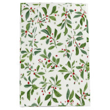 Fröhliche Mistelrote Beeren Weiße Aquarellmalerei