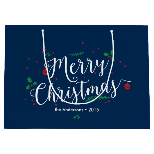 Fröhliche Mistelzweig-Feriengeschenk-Tasche Große Geschenktüte (Vorderseite)