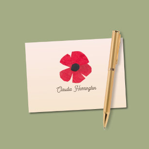 Fröhliche Modern Red Poppy Hand-Illustriert Dankeskarte
