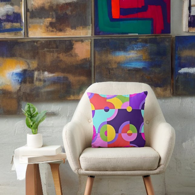 Fröhliche moderne Kreise in Rosa Blau und Grün Kissen (Von Creator hochgeladen)