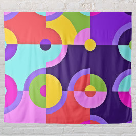 Fröhliche moderne Kreise in Rosa Blau und Grün Wandteppich