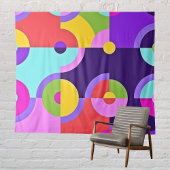 Fröhliche moderne Kreise in Rosa Blau und Grün Wandteppich