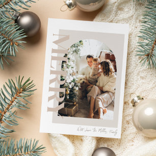 Fröhliche moderne und neutrale Familienfoto Feiertagskarte