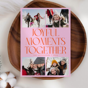 Fröhliche Momente Zusammen Pink Orange Multi Foto Feiertagskarte