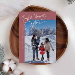 Fröhliche Momente Zusammen Pink Weihnachts-Foto Feiertagskarte
