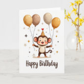 Fröhliche Monkey Balloons Karte (Gelbe Blume)