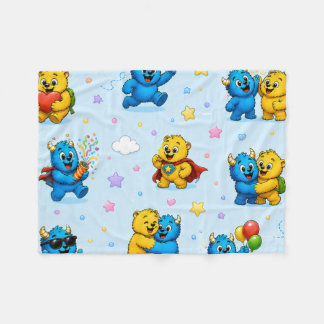 Fröhliche Monsterfreunde Pastel-Spielzeit-Muster Fleecedecke