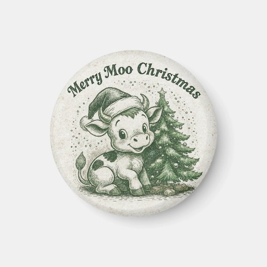 Fröhliche Moo Weihnachten Magnet (Vorne)