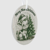 Fröhliche Moo Weihnachten Ornament (Vorderseite)