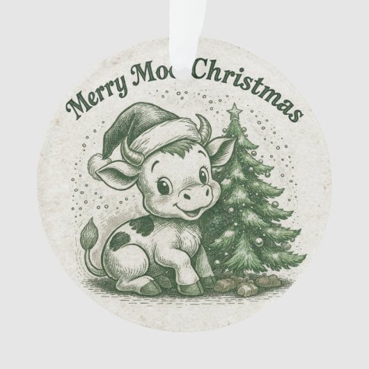 Fröhliche Moo Weihnachten Ornament (Vorderseite)
