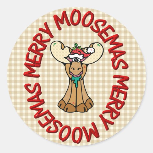 Fröhliche Moosemas Runder Aufkleber (Vorderseite)