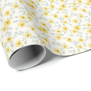 Fröhliche Morgendaisy Sonnige Wasserfarben Floral Geschenkpapier