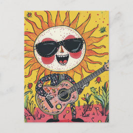 Fröhliche Musical Sunshine Gitarre spielen Postkarte