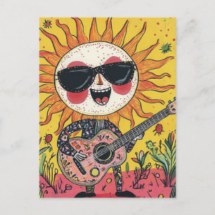 Fröhliche Musical Sunshine Gitarre spielen Postkarte
