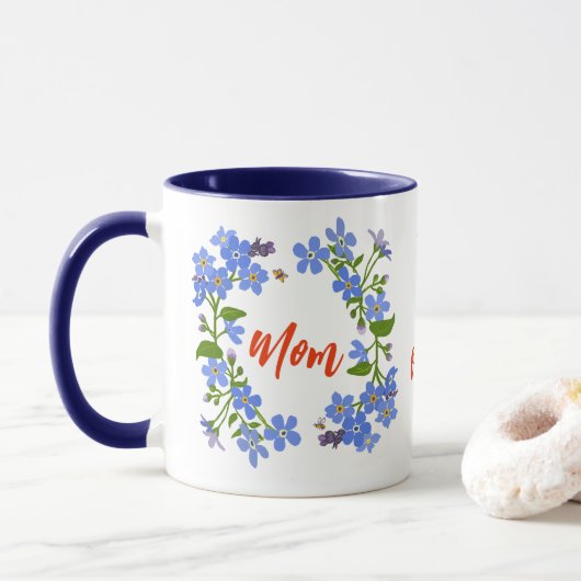 Fröhliche Mutter Tag Blumenstrauß vergessen mich n Tasse (Mit Donut)