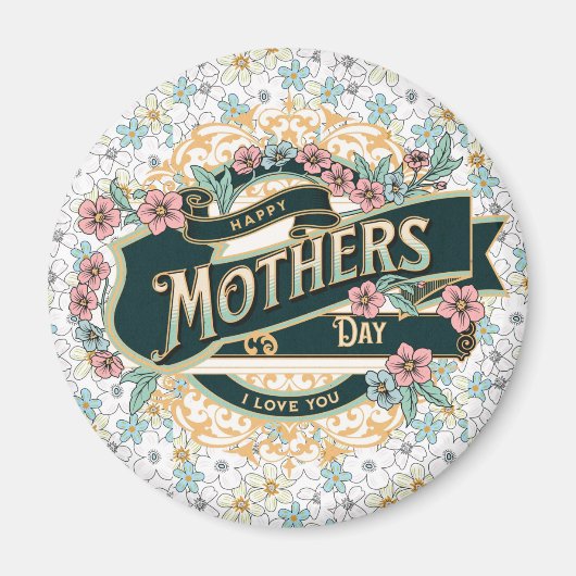 Fröhliche Mutter Tag farbenfrohe Blume Magnet (Vorne)