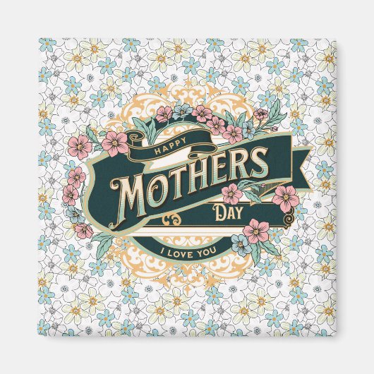 Fröhliche Mutter Tag farbenfrohe Blume Magnet (Vorne)