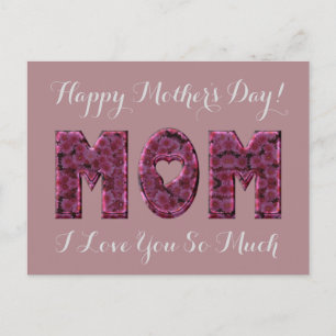 Fröhliche Mutter Tag Mama I Liebe Sie Blumenrosa Postkarte