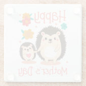 Fröhliche Mutter Tag Mama und Baby-Igel Glasuntersetzer (Rückseite)