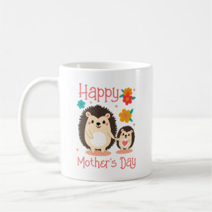 Fröhliche Mutter Tag Mama und Baby-Igel Kaffeetasse