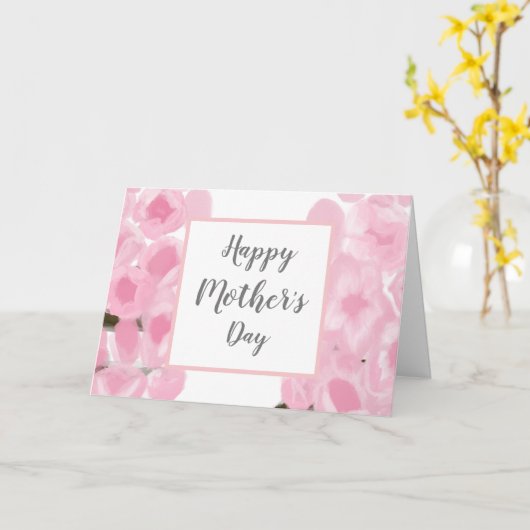 Fröhliche Mutter Tag Rosa Blume Karte (Gelbe Blume)