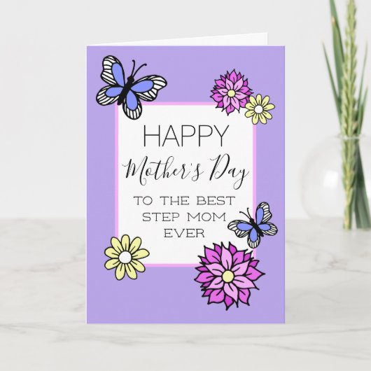 Fröhliche Mutter-Tag-Schritt-Mama Blütenschmetterl Karte (Vorderseite)