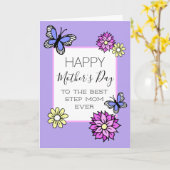 Fröhliche Mutter-Tag-Schritt-Mama Blütenschmetterl Karte (Gelbe Blume)