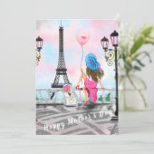 Fröhliche Mutter Tageskarte Frau mit Ballon (Stehend Vorderseite)