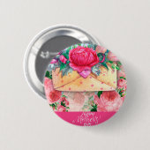 Fröhliche Muttertag Rotes Rosa Lila Blume Button (Vorne & Hinten)
