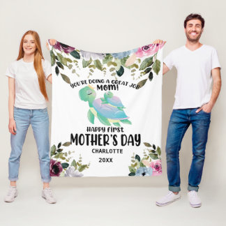 Fröhliche Muttertagsblush-Blume Fleecedecke