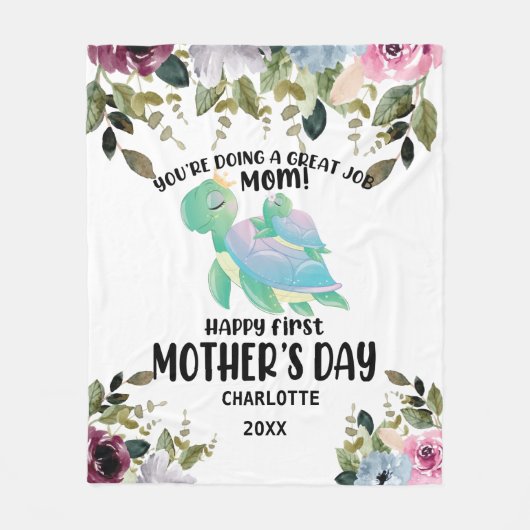 Fröhliche Muttertagsblush-Blume Fleecedecke (Vorderseite)