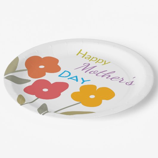 Fröhliche Muttertagsblütenpapierplatte Pappteller (Schrägansicht)