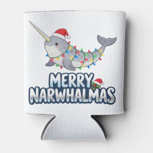 Fröhliche Narwhal-Weihnachten mit Santa-Hut Weihna Dosenkühler