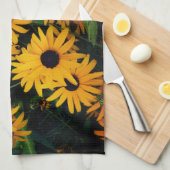 fröhliche Naturfotografie in Gelb und Schwarz-Blum Geschirrtuch (Viertel Falte)