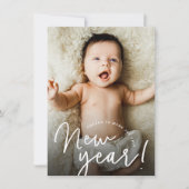 Fröhliche Neujahrsgeburt des Fotos Feiertagskarte (Vorderseite)