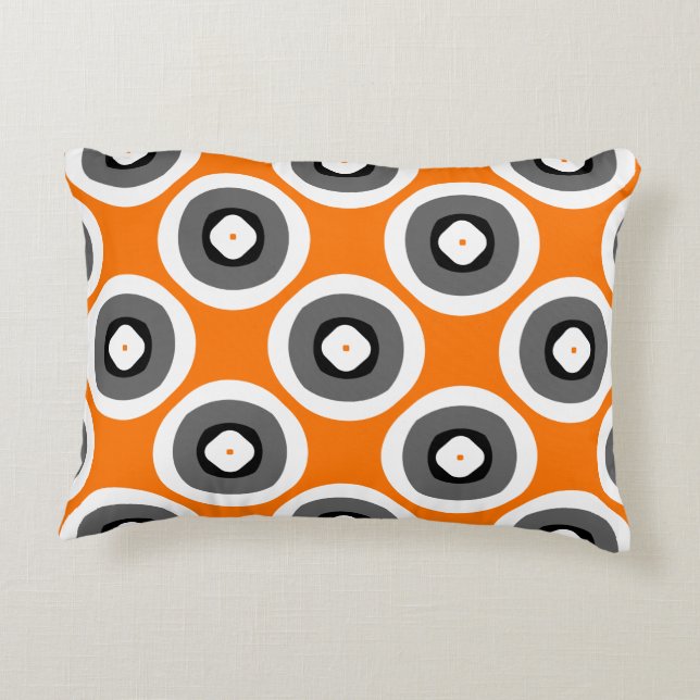fröhliche Niedlich Orange Schwarz-weiß Dekokissen (Rückseite)