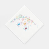 Fröhliche Niedliche Vögel in Käfigen von Napkins Serviette (Ecke)