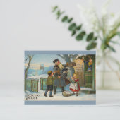 "Fröhliche Noel Vintage Christmas Card" Feiertagspostkarte (Stehend Vorderseite)