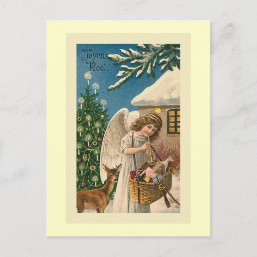 "Fröhliche Noel Vintage Christmas Card" Feiertagspostkarte (Vorderseite)