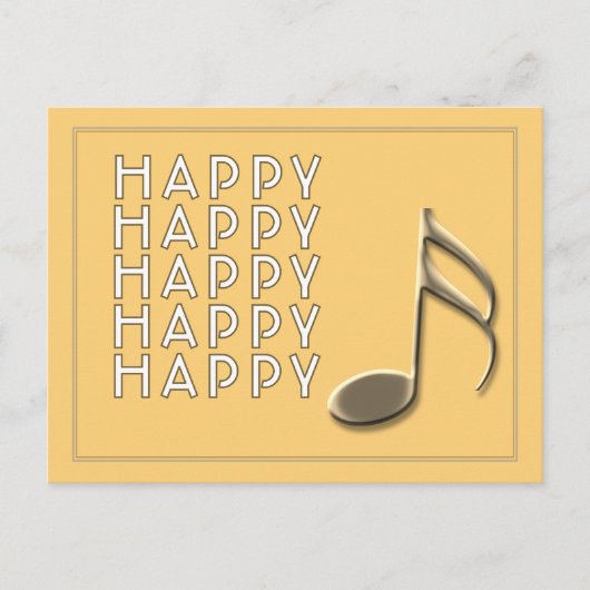 "Fröhliche Note" Goldene Musiknote Schwarze Postka Postkarte (Vorderseite)