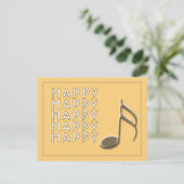 "Fröhliche Note" Goldene Musiknote Schwarze Postka Postkarte (Stehend Vorderseite)