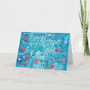 Fröhliche Oktopus-Feiertagskarte Feiertagskarte