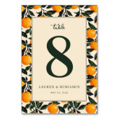 Fröhliche Orange Zitrusfrucht Tischnummer (Rückseite)