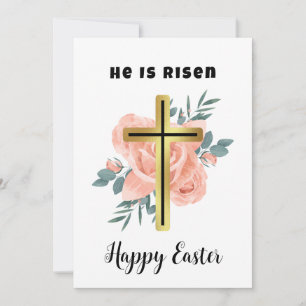 Fröhliche Osterfamilie, blühend und kreuz christli Feiertagskarte